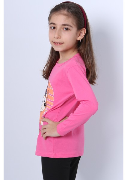 Kız Çocuk Uzun Kol Tshirt Bluey Ile Bingo Baskılı Bisiklet Yaka D46 fırsatları