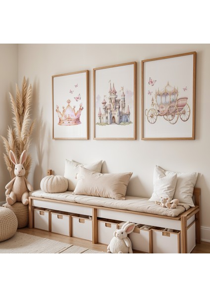 Prenses Masalı Doğal Ahşap Çerçeveli Çocuk ve Bebek Odası Tablosu
