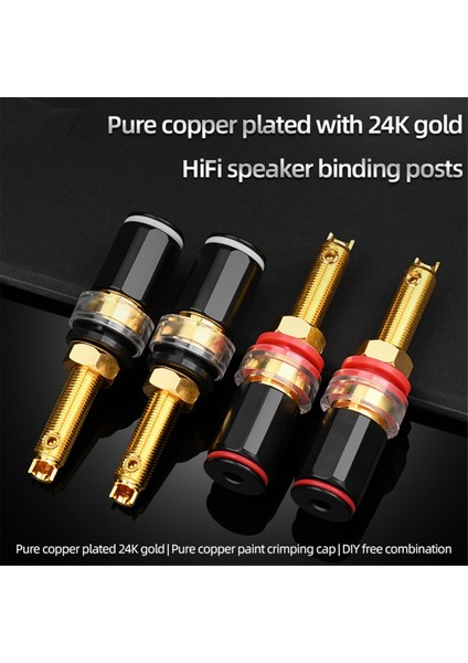 4 Adet Hifi Hoparlör Terminali Bağlama Sonrası Saf Bakır Altın Kaplama Amplifikatör Konnektörü Kadın Muz Jack Tak (Yurt Dışından)