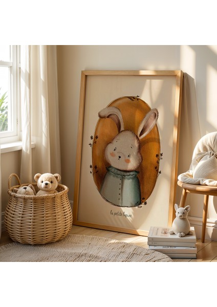 Tavşan ve Kedi Dostluğu Premium Doğal Ahşap Çerçeveli Çocuk ve Bebek Odası Tablosu fiyatları