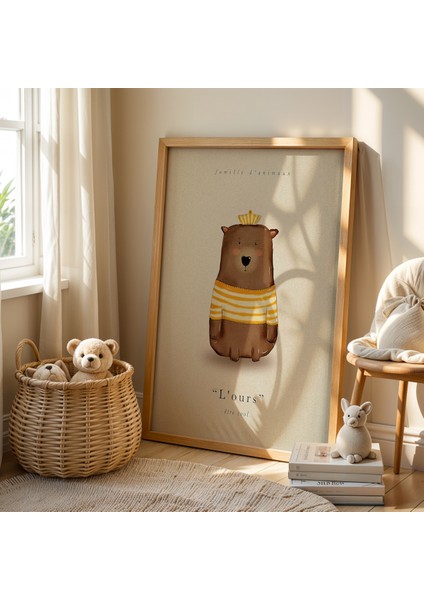 Tukan ve Sevimli Ayı Premium Doğal Ahşap Çerçeveli Çocuk ve Bebek Odası Tablosu fiyatları