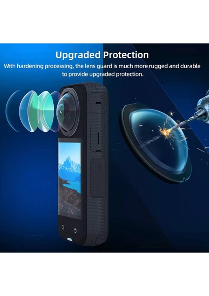 INSTA360 X3 Kamera Koruyucu Aksesuarları, Yapışkan Lens Koruyucu Seti Silikon Kılıf Ekran Temperli Cam Film Koruyucu (Yurt Dışından)