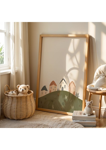 3'lü Huzurlu Doğa Manzarası Doğal Ahşap Çerçeveli Çocuk Odası ve Bebek Odası Tablosu fiyatları