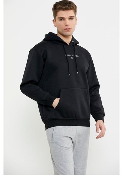 Oversize Kapüşonlu Sweatshirt - Siyah fırsatları