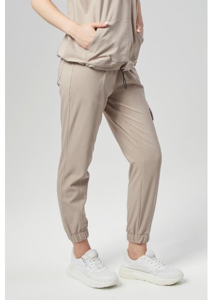 Extreme Cool Woman - Premium Çift Yön Likralı Doktor Hemşire Scrubs Tek Alt Cerrahi Forma (Kadın), Kumsal