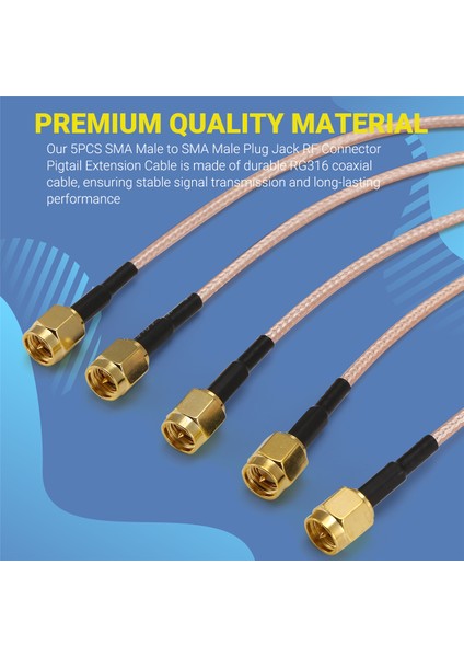 5 Adet Sma Erkek - Sma Erkek Fiş Jakı Rf Konnektör Pigtail Uzatma Kablosu RG316 Koaksiyel Jumper Kablo 15 cm (Yurt Dışından)