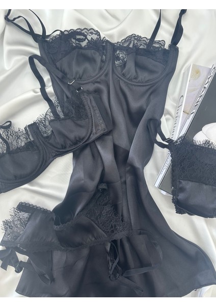 Balenli Saten Siyah Mini Dress fiyatları