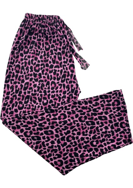 Kadın Siyah Leopar Desenli Pijama Altı Milan -3010
