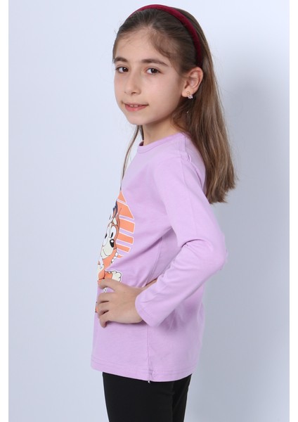 Kız Çocuk Uzun Kol Tshirt Bluey Ile Bingo Baskılı Bisiklet Yaka D46 fırsatları