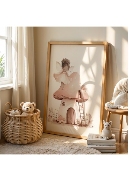 Masalsı Peri Dünyası Doğal Ahşap Çerçeveli Çocuk ve Bebek Odası Tablosu fiyatları