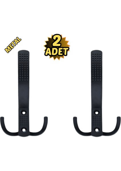 Noktalı Portmanto Vestiyer Askısı Metal Mat Siyah 2’li