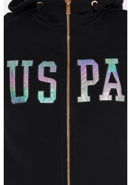 Kadın Siyah Kapüşonlu Fermuarlı Basic Sweatshirt modelleri