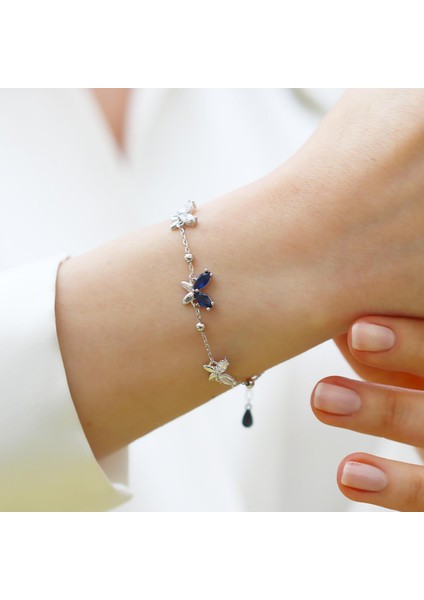 Zirkon Taşlı Kelebek Modeli Gümüş Bileklik