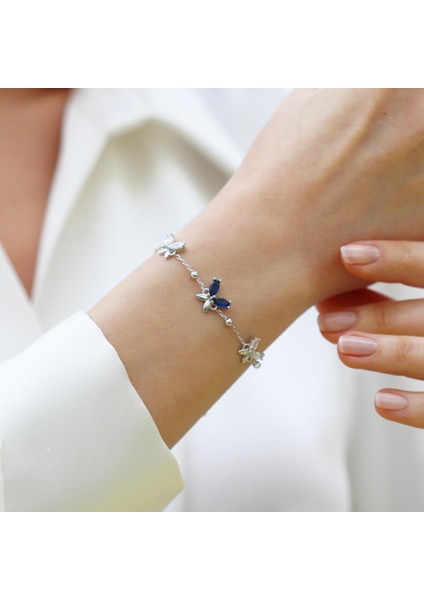 Zirkon Taşlı Kelebek Modeli Gümüş Bileklik fiyatları