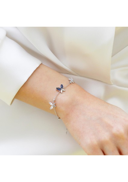 Zirkon Taşlı Kelebek Modeli Gümüş Bileklik modelleri