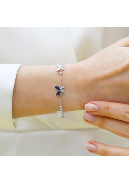 Zirkon Taşlı Kelebek Modeli Gümüş Bileklik fırsatları