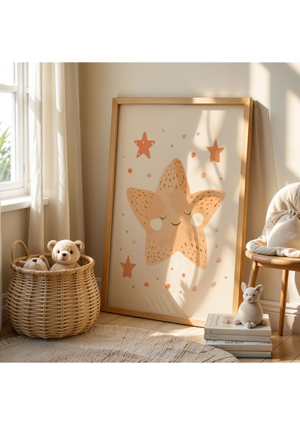Küçük Prens ve Deniz Yıldızı - Doğal Ahşap Çerçeveli Çocuk Odası ve Bebek Odası Tablosu fiyatları