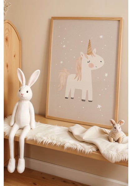 Unicorn ve Sevimli Lama Çift Parça Doğal Ahşap Çerçeveli Çocuk Odası ve Bebek Odası Tablosu fiyatları