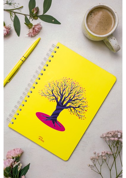 Tree Neon Sarı Kareli Defter 17X24