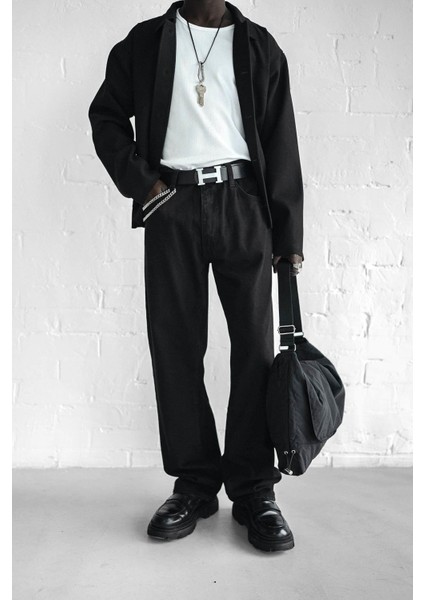 Erkek Baggy Fit Jean Siyah fırsatları