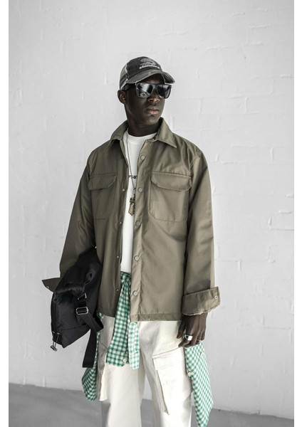 Erkek Önü Cepli Yakalı Slim Fit Ceket Haki modelleri