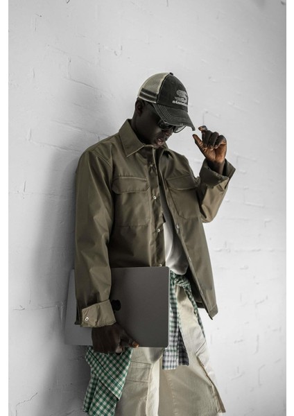 Erkek Önü Cepli Yakalı Slim Fit Ceket Haki indirimleri