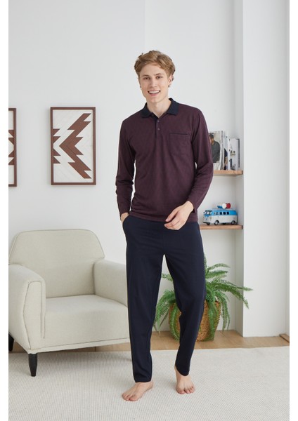 Uzun Kol Polo Yaka Erkek Pijama 9247