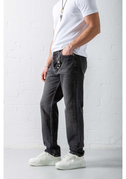Erkek Baggy Fit Dikiş Detaylı Jean Siyah fiyatları