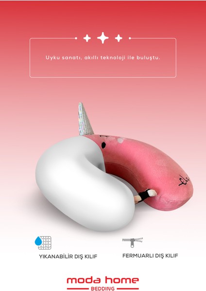 2 Adet Çocuk Visco Boyun Yastığı,çocuk Ortopedik Seyahat Yastığı Pembe Yıkanabilir Kılıflı Unicorn fiyatları