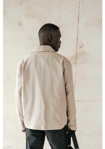 Erkek Relaxed Fit Fermuarlı Ince Ceket Bej fırsatları