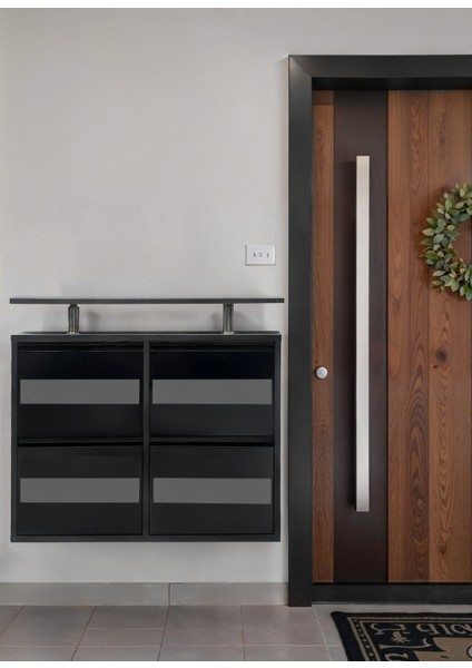 Dörtlü Tablalı Metal Ayakkabılık Siyah Antrasit fiyatları