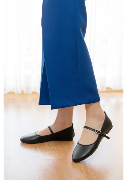 Armi Siyah Taşlı Baretli ( 1 cm Topuklu ) Yuvarlık Burun Babet fırsatları