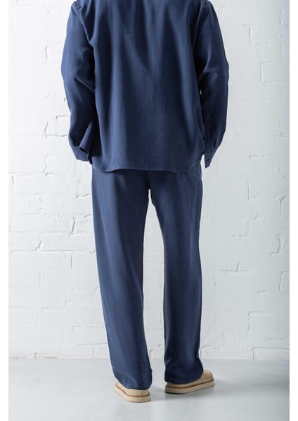 Erkek Baggy Fit Beli Lastikli Pantolon Lacivert indirimleri