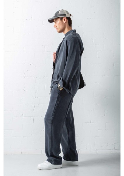 Erkek Baggy Fit Beli Lastikli Pantolon Siyah fiyatları