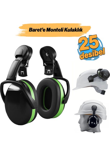 Barete Takılabilir Kulak Işitme Koruyucu Manşonlu Kulaklık Gürültü Önleme 25 Db Ses Koruma 1 Adet