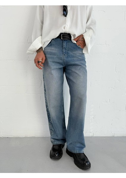 Erkek Desenli Super Baggy Jean Mavi fiyatları