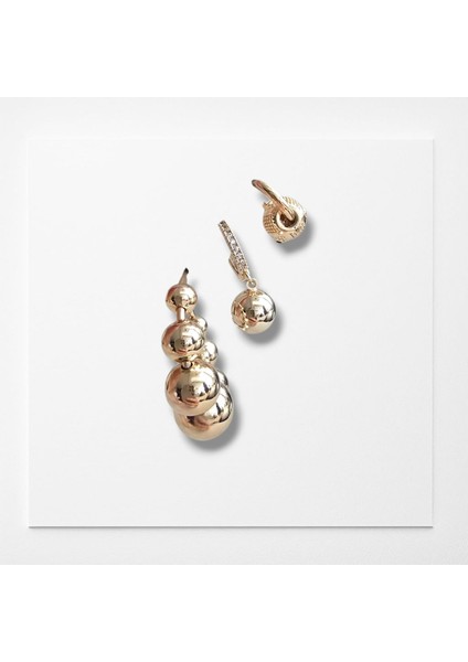 Premium Seri Kadın 3'lü Top Detaylı Küpe Set fırsatları