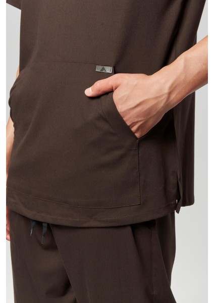 Extreme Cool Man - Premium Çift Yön Likralı Doktor Hemşire Forma Takımı Scrubs Üniforma Cerrahi Takım (Erkek), Acı Kahve modelleri
