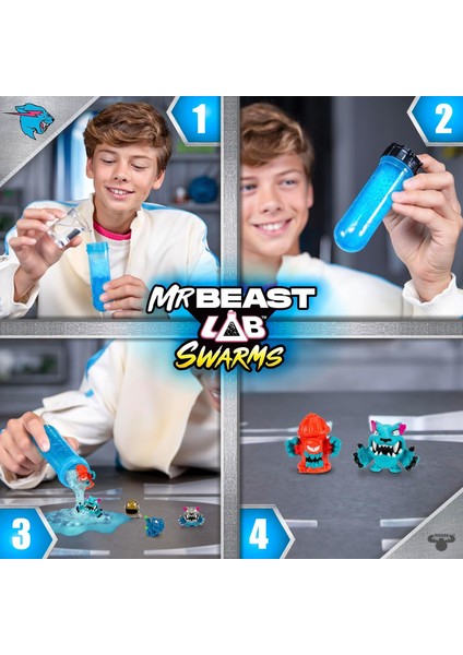Mrbeast Lab Swarms Mega Lab 12'li Paket Tuff Top - Su Ekleyerek, Test Tüpünü Çalkalayarak ve 12'li Paket 1" Mrbeast Koleksiyon Karakterlerini Ortaya Çıkararak Deney Yapın, L