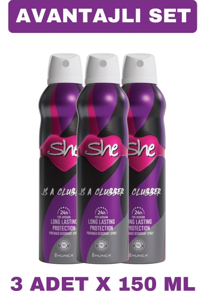 Clubber Bayan Deodorant 150 ml X3