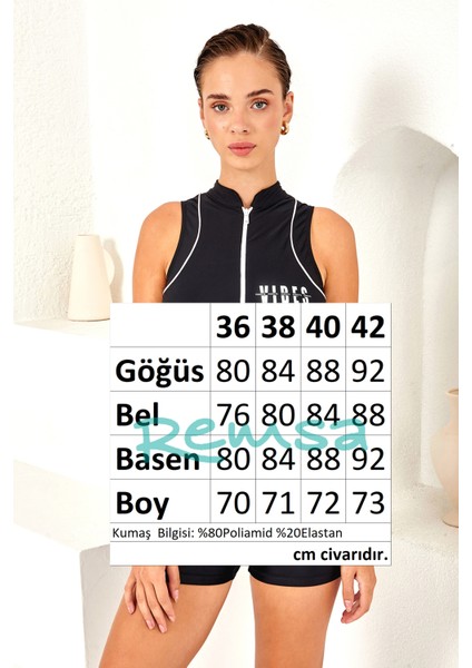 Sıfır Kol Şortlu Fermuarlı Sörfçü Mayo Yüzücü Mayo 4161 Siyah fırsatları