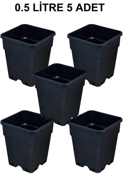 Plastik Kare Saksı 0.5 Litre 5 Adet