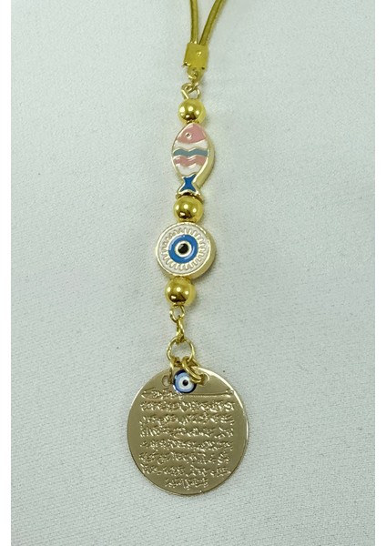 Çerçeveli Renkli Balık Nazar Gold Metal Ayetel Kürsi Araba Dikiz Ayna Süsü, Yeni Araba Hediyesi fiyatları
