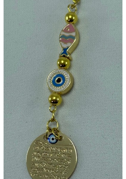 Çerçeveli Renkli Balık Nazar Gold Metal Ayetel Kürsi Araba Dikiz Ayna Süsü, Yeni Araba Hediyesi modelleri