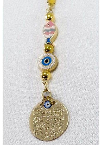 Çerçeveli Renkli Balık Nazar Gold Metal Ayetel Kürsi Araba Dikiz Ayna Süsü, Yeni Araba Hediyesi indirimleri