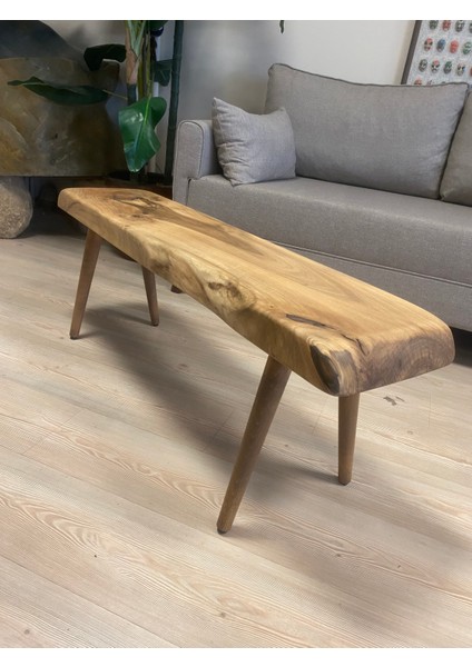 2180057 Ceviz El Yapımı Kütük Orta Sehpa 115 x 29, Yükseklik:47