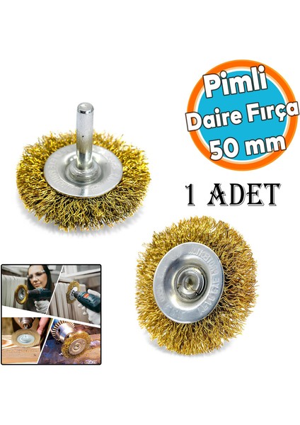Boya Kurum Pas Zımparalama Kazıma Temizleme Fırçası Pimli Çanak Daire Tel Fırça Matkap Uyumlu 50 mm