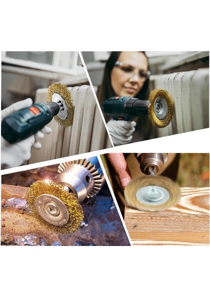 Boya Kurum Pas Zımparalama Kazıma Temizleme Fırçası Pimli Çanak Daire Tel Fırça Matkap Uyumlu 50 mm modelleri