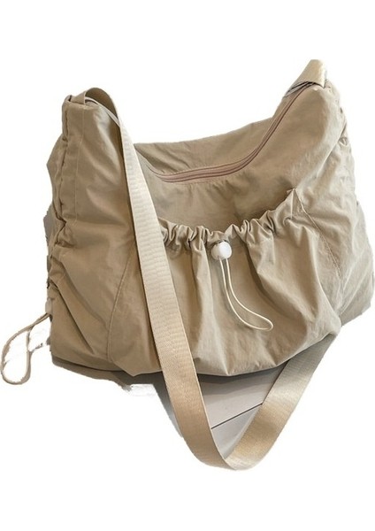 Kadın Kanvas Çanta Niş Tasarım Sense Katlanmış Büyük Kapasiteli Ipli Hafif Banliyö Omuz Crossbody Çanta (Yurt Dışından)
