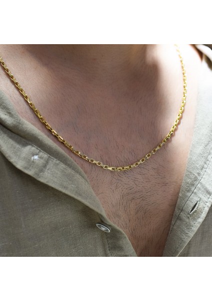Halkalı 14 Ayar Altın Erkek Zincir Kolye